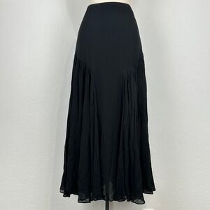 Women Boho Goth Fairy Grunge Maxi Skirt Sz 4 Witchy Ethereal Flowy Black Chiffon